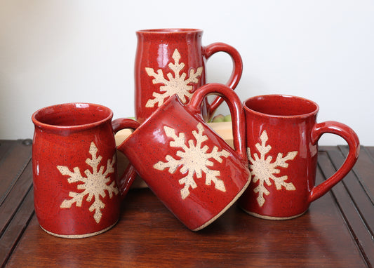 Snowflake Mug – Handcrafted Winter Ceramic Mug- Made to Order