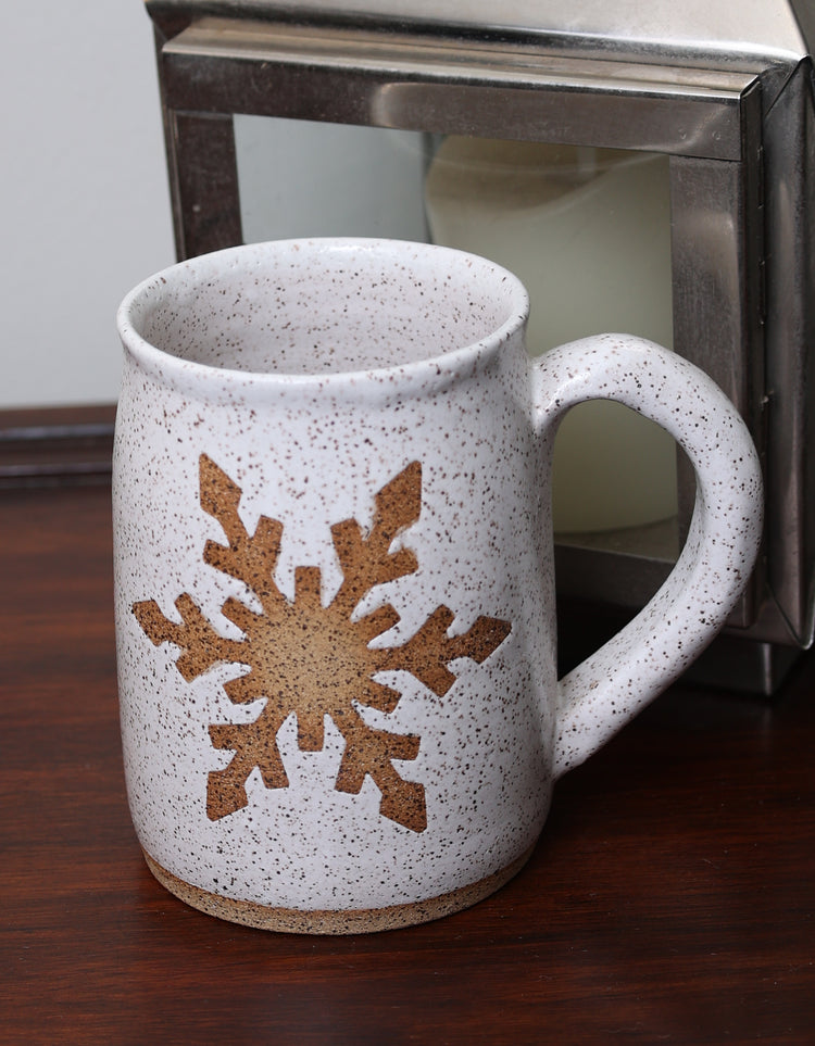 Snowflake Mug – Handcrafted Winter Ceramic Mug- Made to Order