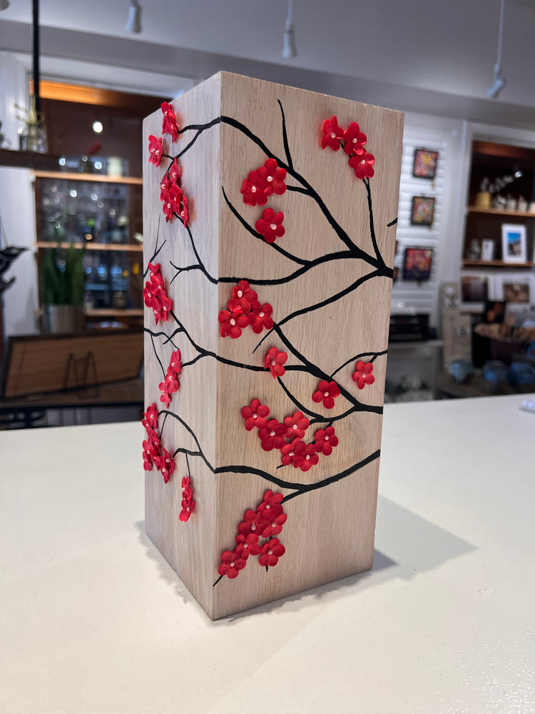 Red Cherry Blossom 3-D Art