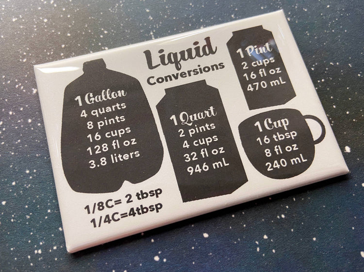 Magnet - Kitchen Reference - Liquid Conversions Chart