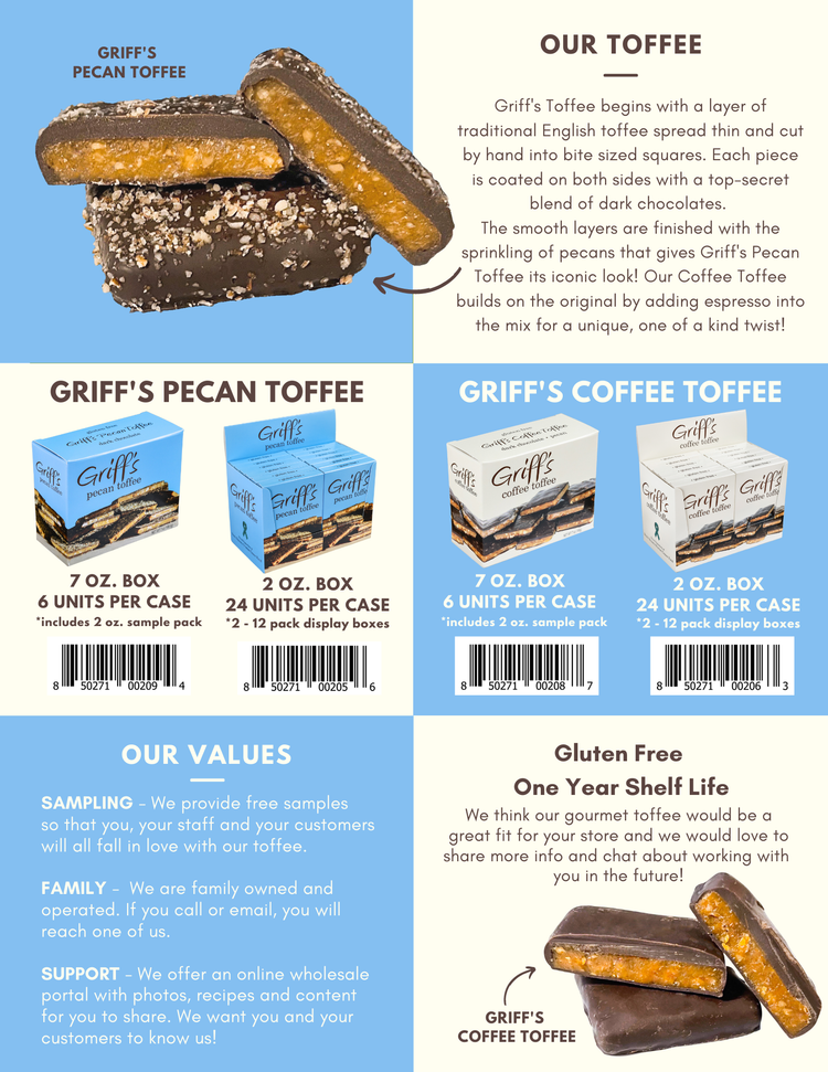 Griff's Pecan Toffee - 7oz Dark Chocolate Toffee