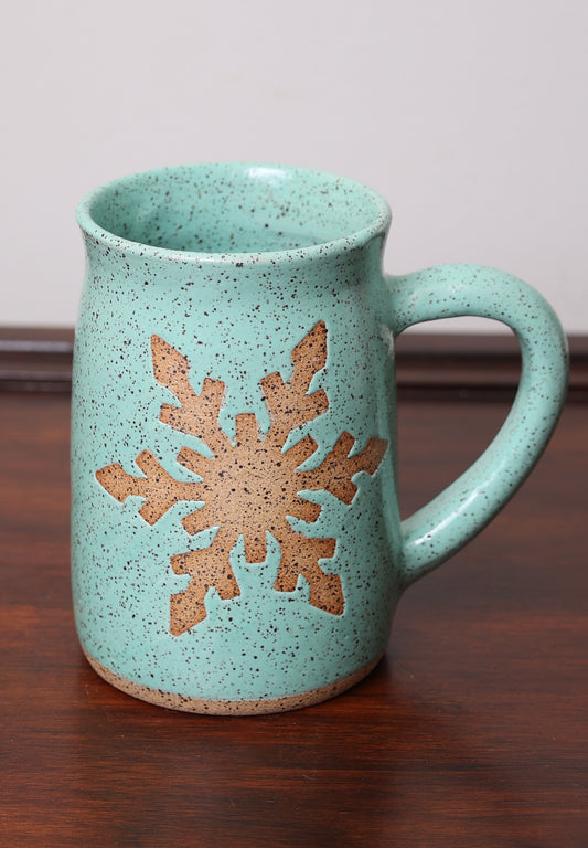 Snowflake Mug – Handcrafted Winter Ceramic Mug- Made to Order
