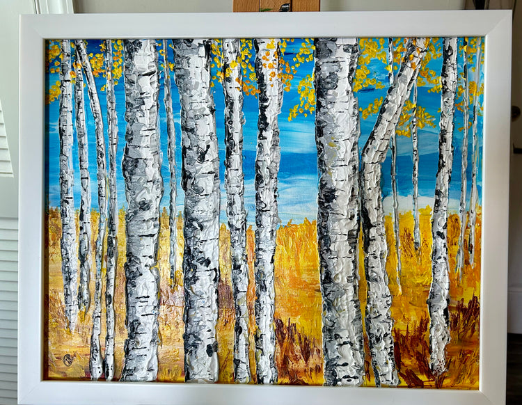 Birches in Blue Skies