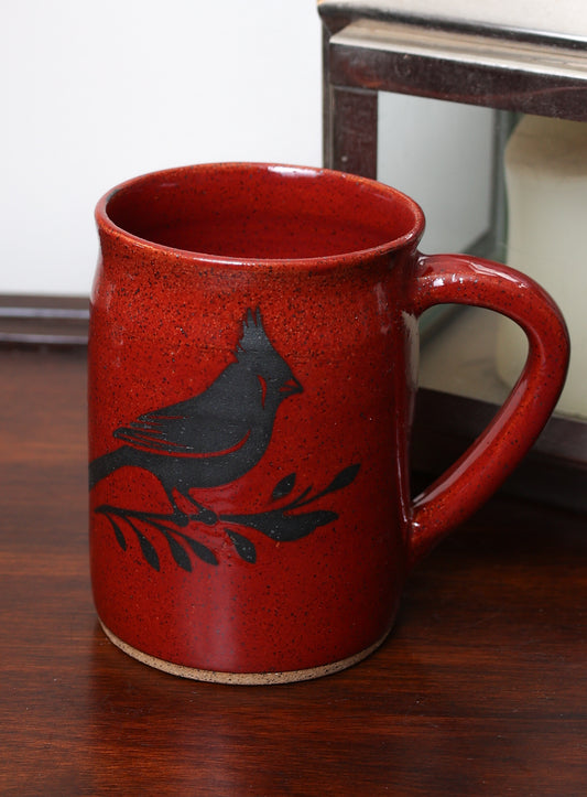 Cardinal Mug – Handcrafted Winter Woodland Ceramic Mug- Made to Order