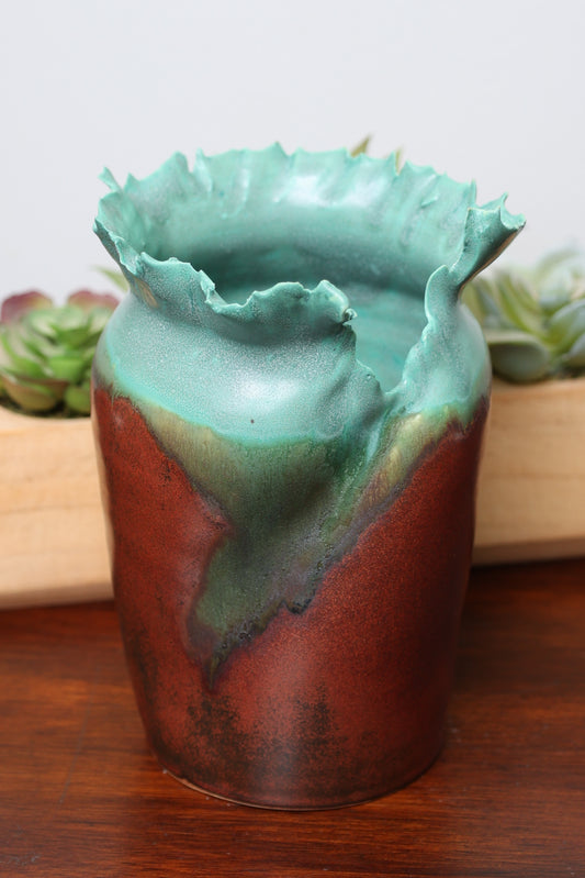 Floral Edge Vase- Copper Cascade Floral Vase