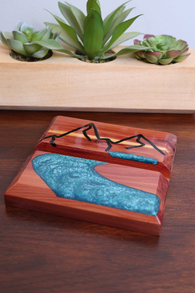 Wood & Resin River Device Holder