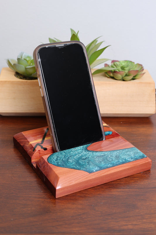 Wood & Resin River Device Holder