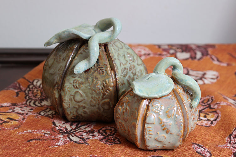 Duo of Ceramic Pumpkins