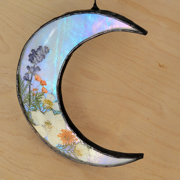 Stained Glass Pressed Flower Moon