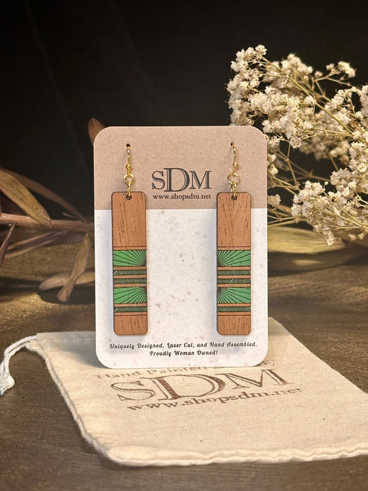 HAND PAINTED RECTANGLE SUNBURST EARRINGS