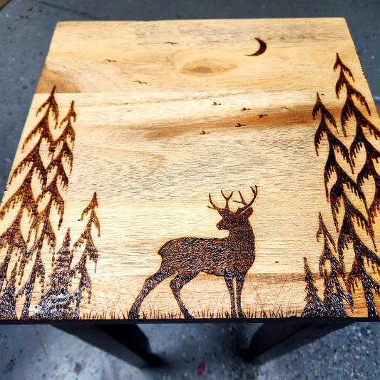 Woodburned table