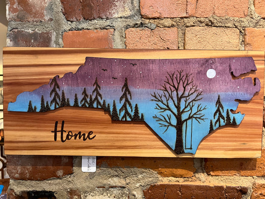 NC Woodburning and Painting on Cedar