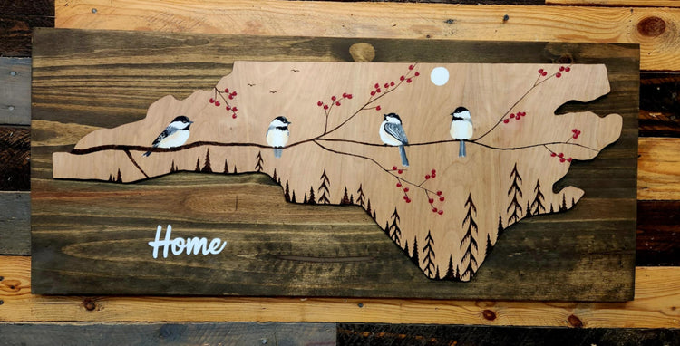 NC Woodburning with Chickadees