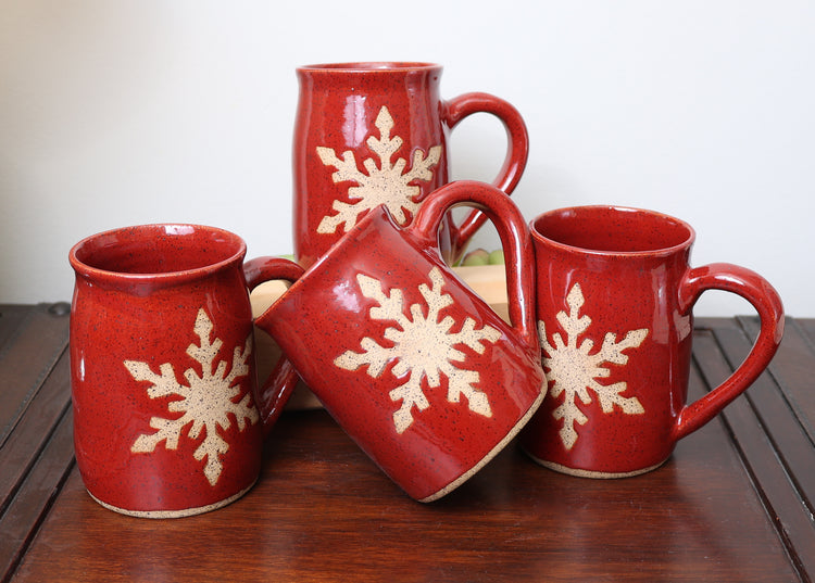 Snowflake Mug – Handcrafted Winter Ceramic Mug- Made to Order
