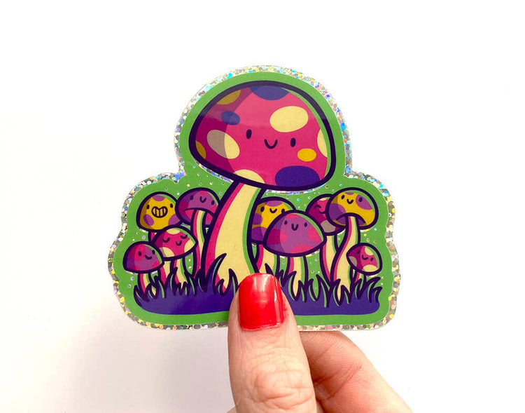 Glitter Mushroom Vinyl Sticker