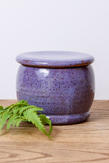 Hand Thrown Ceramic French Butter Dish - Purple