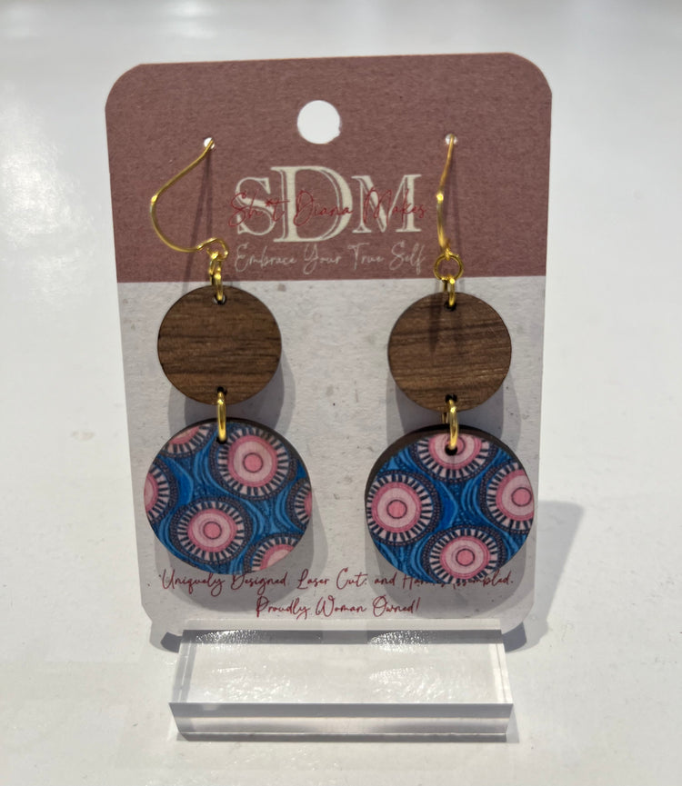 LAYERED CIRCLES WITH PRINT EARRINGS