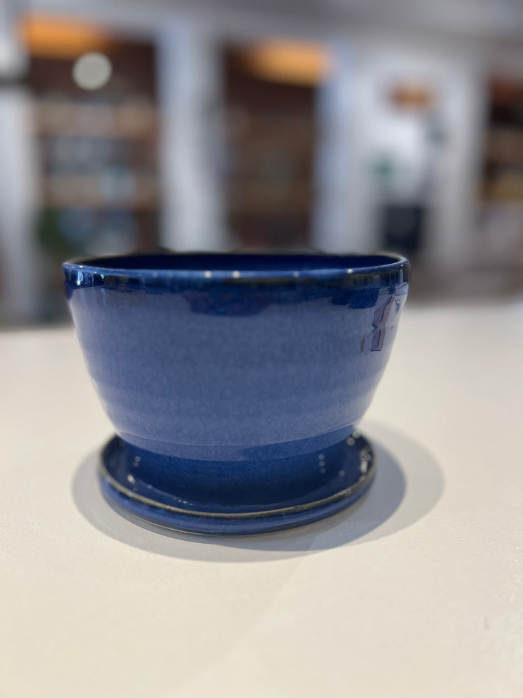 Hand Thrown Ceramic Planter - Bright Blue