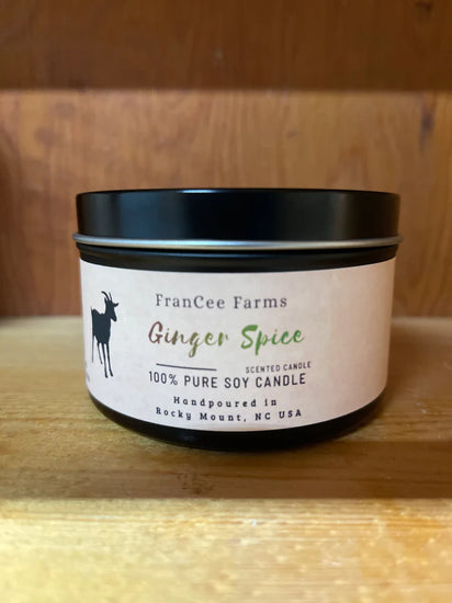 100% Soy Wax Tin Candles-Ginger Spice-Francee Farms