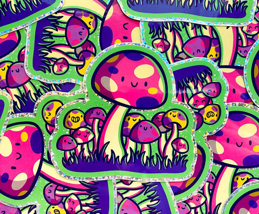 Glitter Mushroom Vinyl Sticker