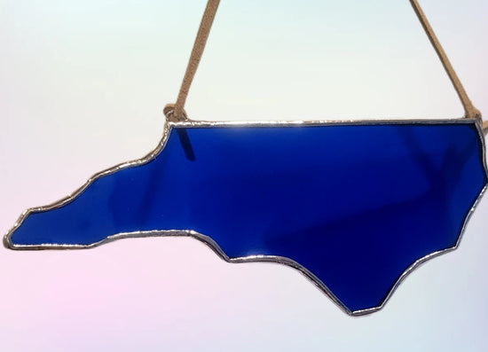 Stained Glass NC Ornament - Navy