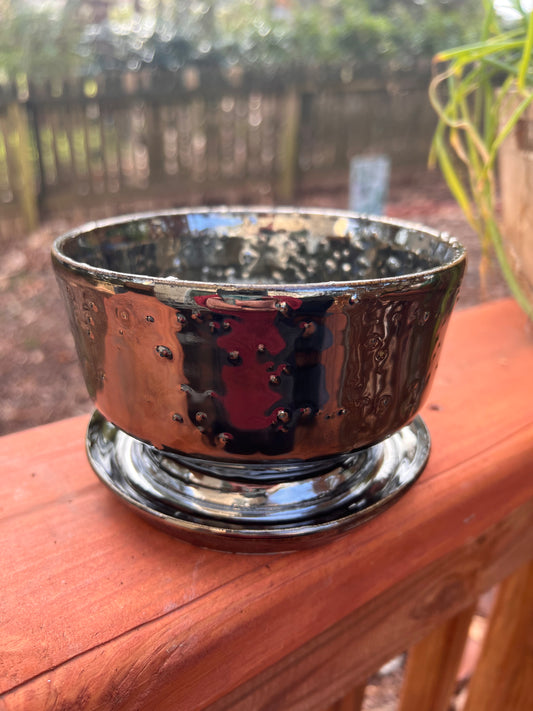 Hand Thrown Ceramic Planter - Deep Silver