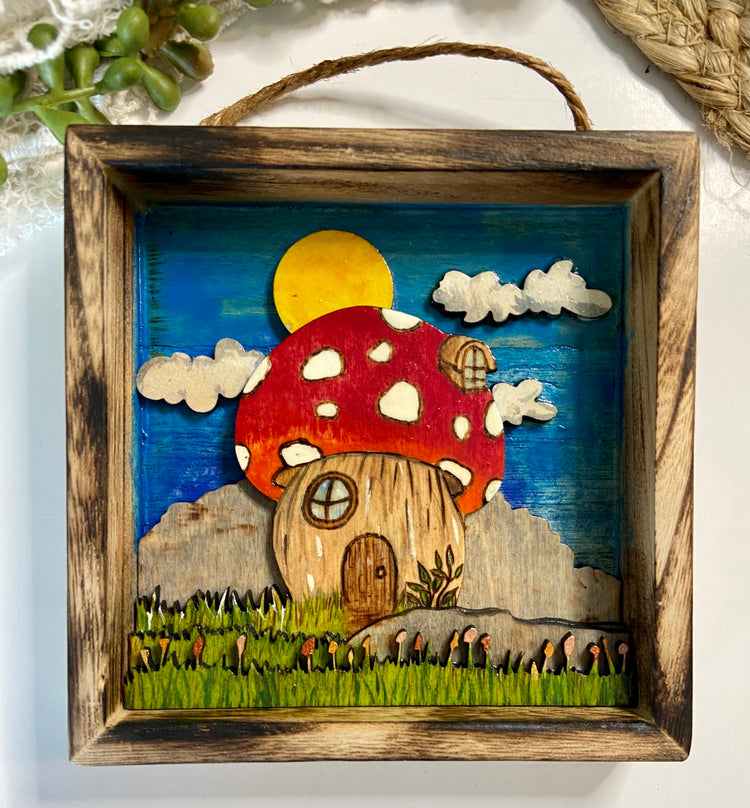 Mushroom House Shadow Box