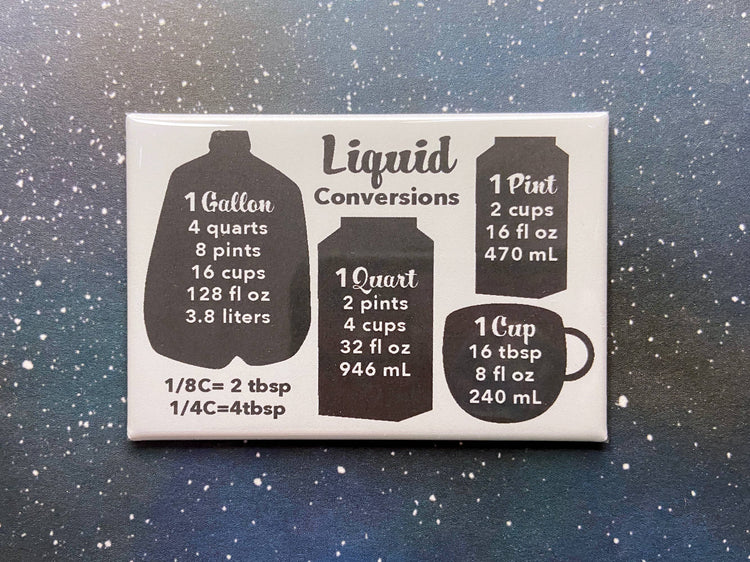 Magnet - Kitchen Reference - Liquid Conversions Chart