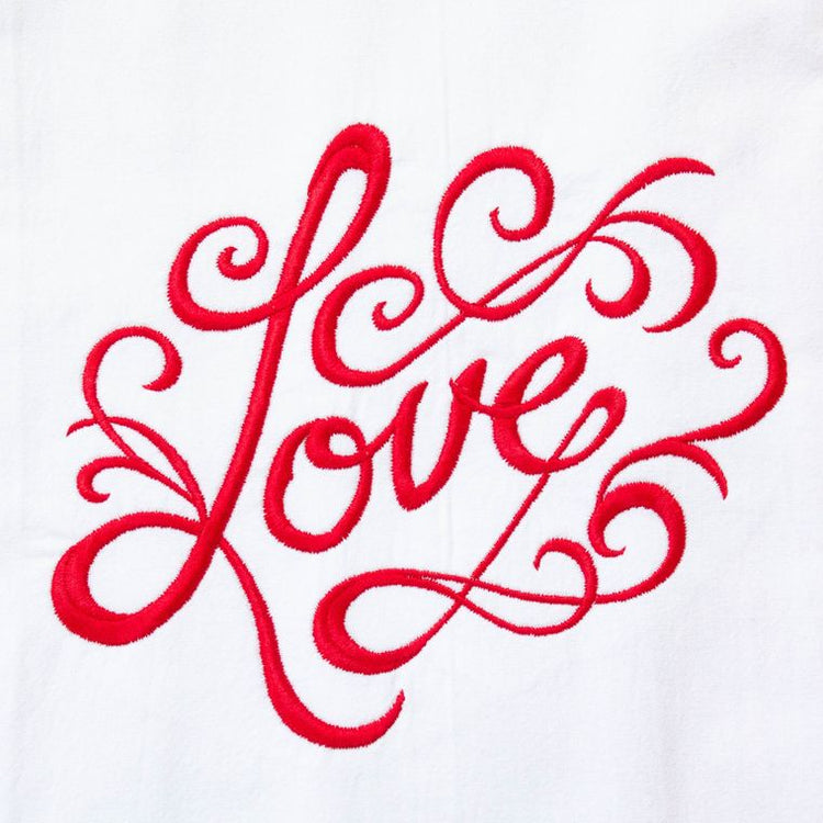 Towel - Embroidered Valentine's Love Message in Red